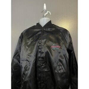 Vintage Westark Chevy Bomber Jacket Mens XL Black Heartbeat Of America USA 80s